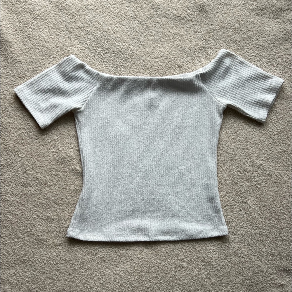 H&M off white Ribbed Knit Top